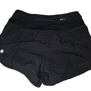 Lululemon size 2 Black Speed Up Short With hugging under tights &back zip pocket